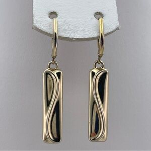 Cute Vintage Napier Gold Rush Wavy Rectangle Bar Dangle Earrings